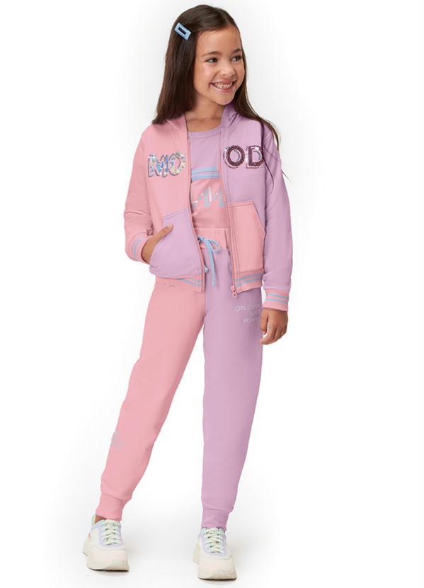 Marisol - Calça Bicolor Moletom Infantil Menina Rosa 2