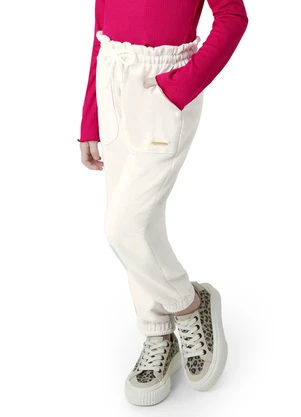 Carinhoso - Calça Chlochard em Lurex Menina Bege - CARINHOSO