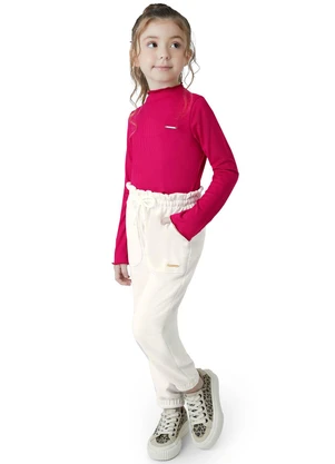 Carinhoso - Calça Chlochard em Lurex Menina Bege - CARINHOSO