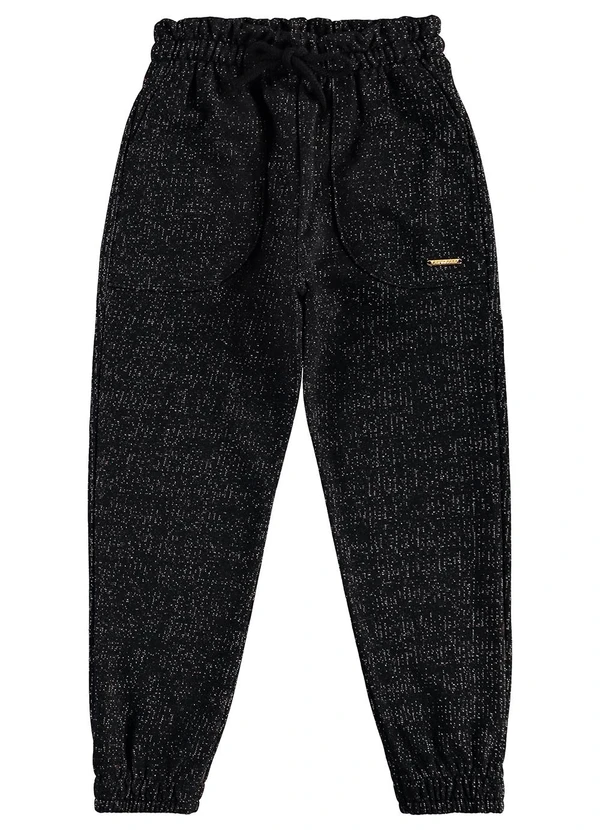 Carinhoso - Calça Chlochard em Lurex Menina Preto
