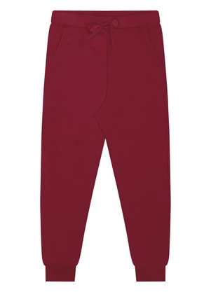 Alakazoo - Calça com Bolso em Moletom Felpado Vermelho - ALAKAZOO