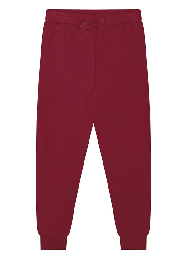 Alakazoo - Calça com Bolso em Moletom Felpado Vermelho