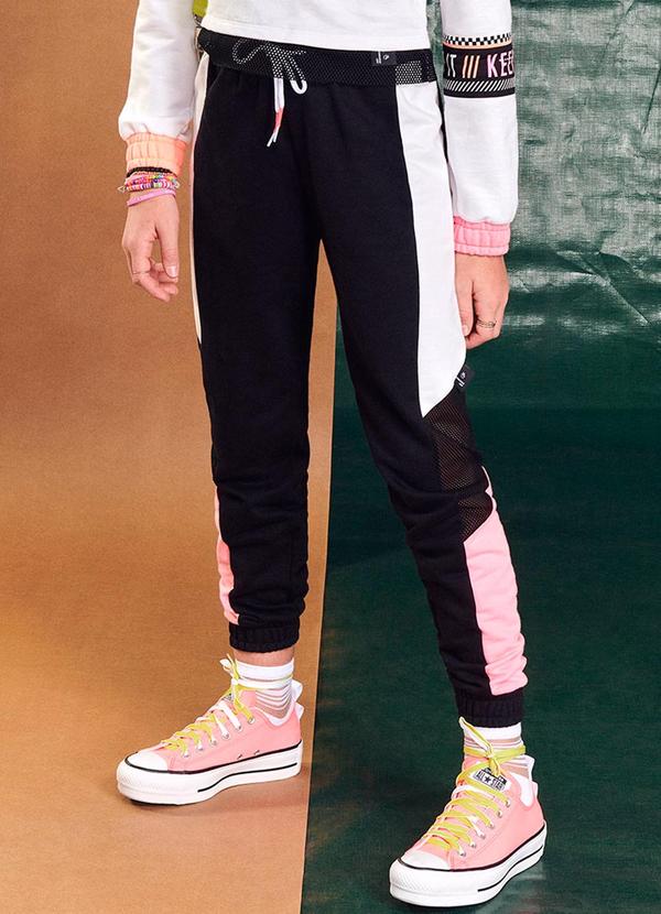 I Am - Calça de Moletom com Recortes Preto 1