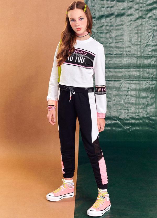 I Am - Calça de Moletom com Recortes Preto 2