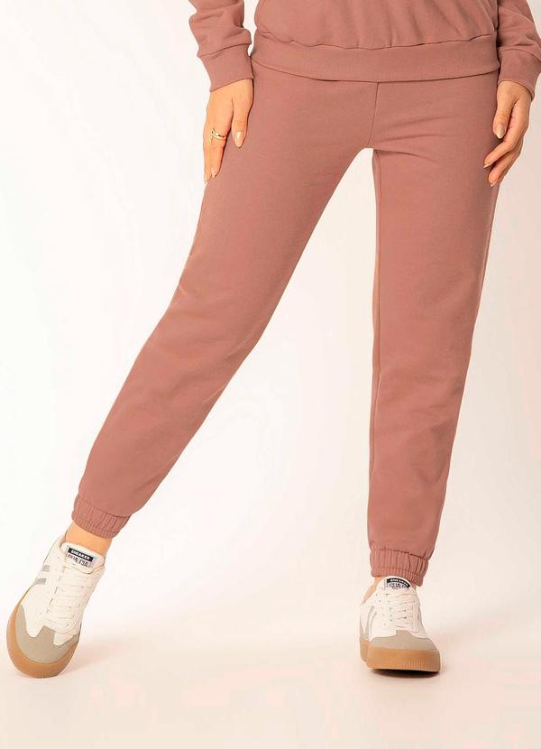 Cativa - Calça de Moletom Peluciada com Elástico Marrom