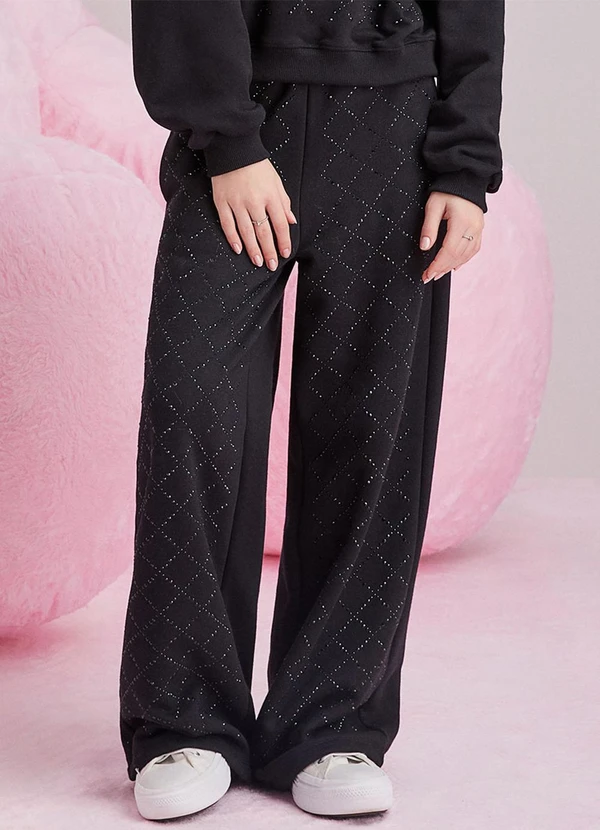 I Am - Calça de Moletom Wide Leg Preto