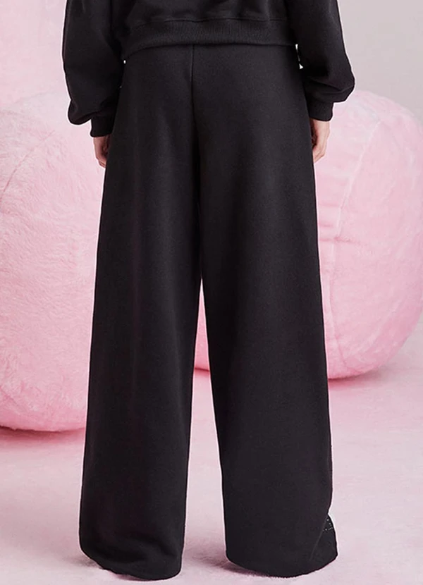 I Am - Calça de Moletom Wide Leg Preto 2