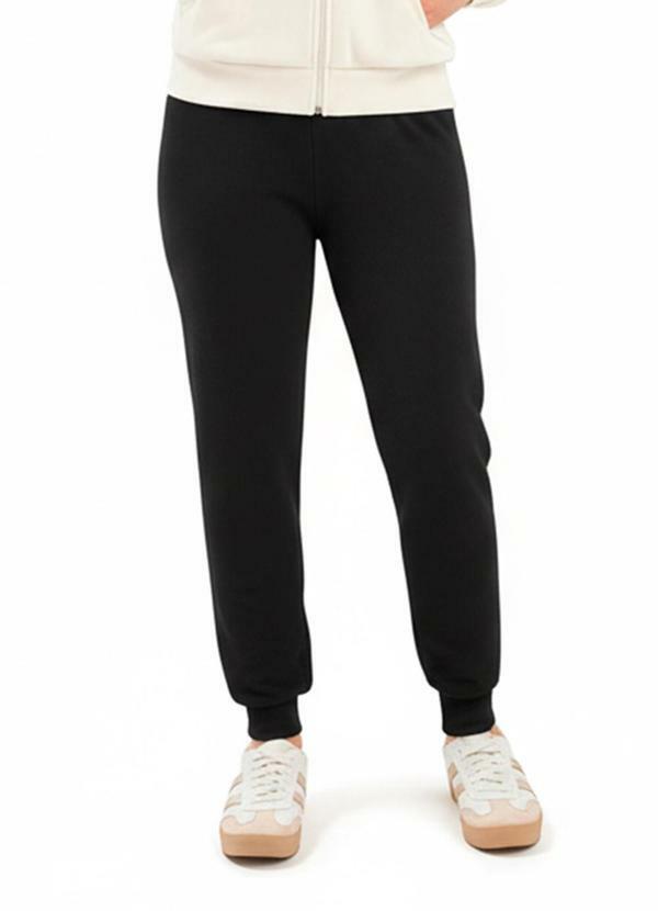 Duduka - Calça Felpada em Algodão Preto