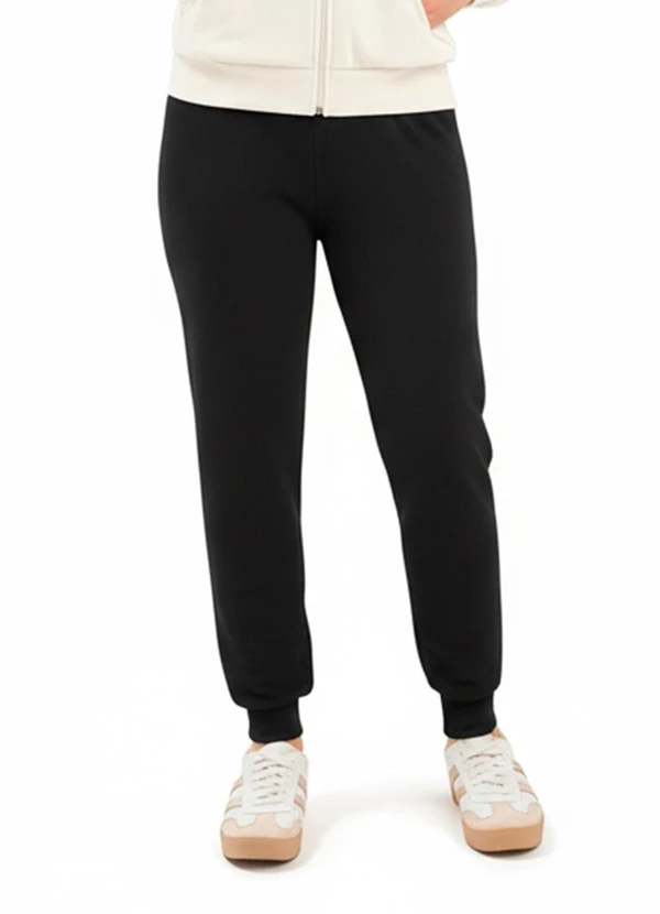 Duduka - Calça Felpada em Algodão Preto