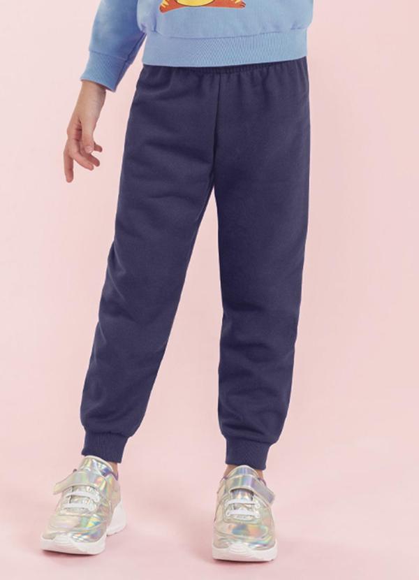 Cativa Kids - Calça Feminina de Moletom Peluciado Azul