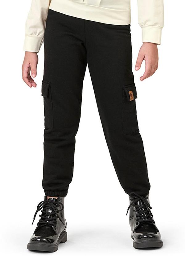 Elian - Calça Infantil Menina Cargo Preto