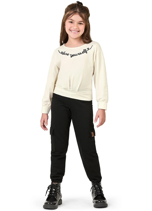 Elian - Calça Infantil Menina Cargo Preto 2