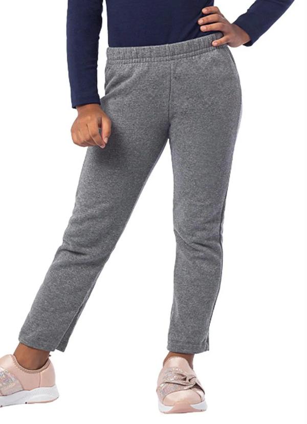 Brandili - Calça Infantil Menina Moletom Cinza