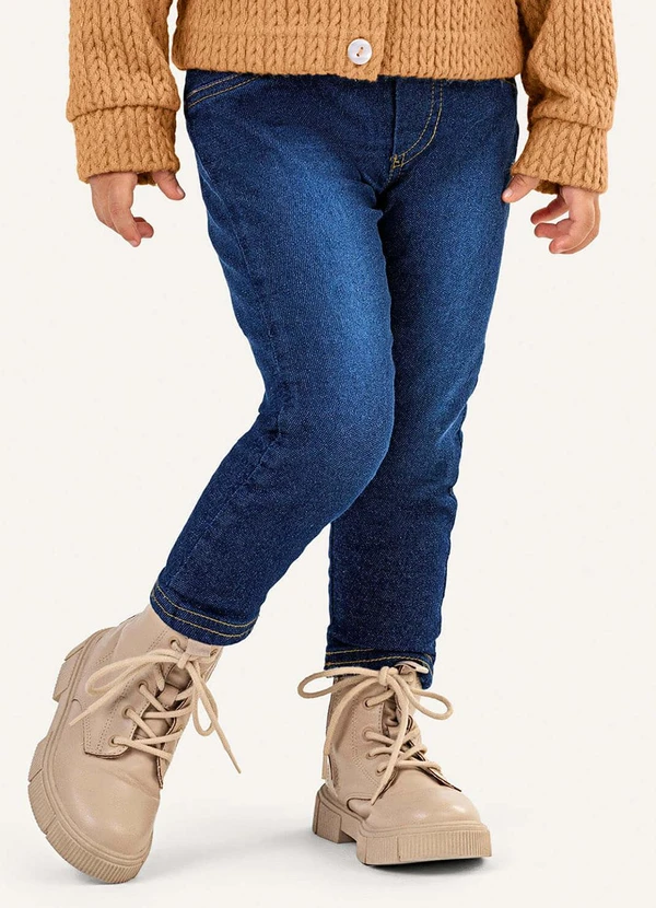 Colorittá - Calça Infantil Menina Moletom Jeans Azul