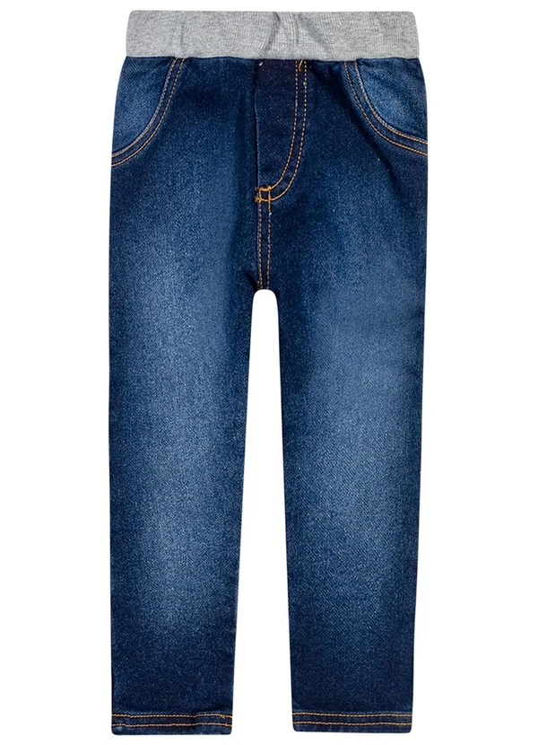 Colorittá - Calça Infantil Menina Moletom Jeans Azul