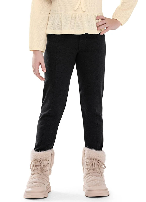 Colorittá - Calça Infantil Menina Moletom Ponto Roma Preto