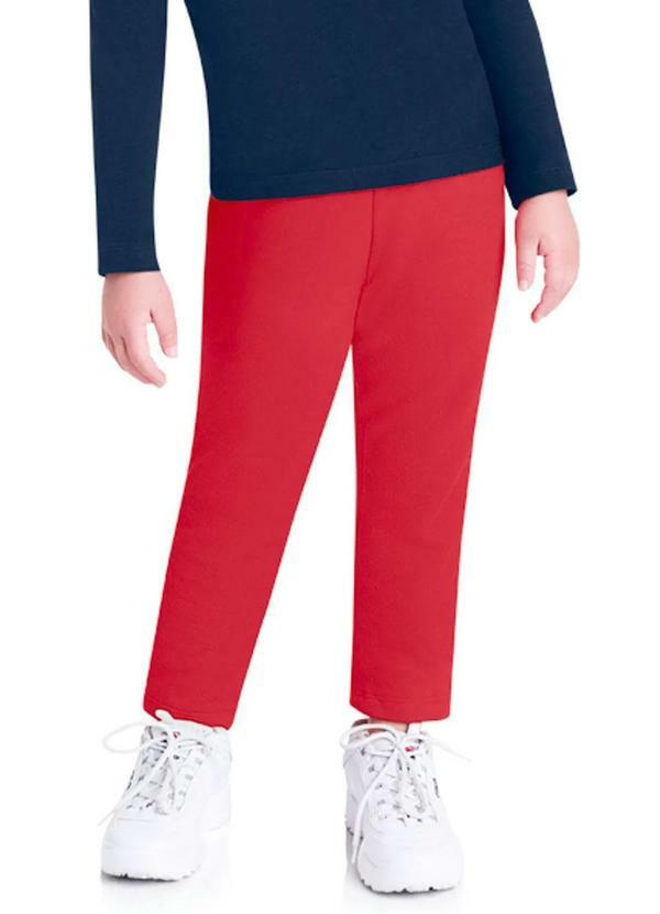 Brandili - Calça Infantil Menina Moletom Vermelho