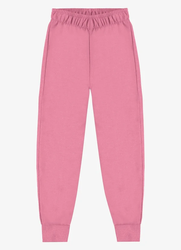 Rovi Kids - Calça Infantil Moletom Básica Rosa