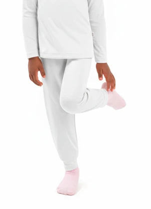 Duduka - Calça Infantil Térmica com Punho Branco - DUDUKA