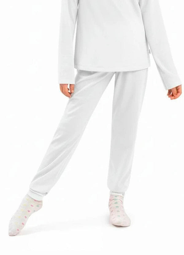 Duduka - Calça Infantil Térmica com Punho Branco