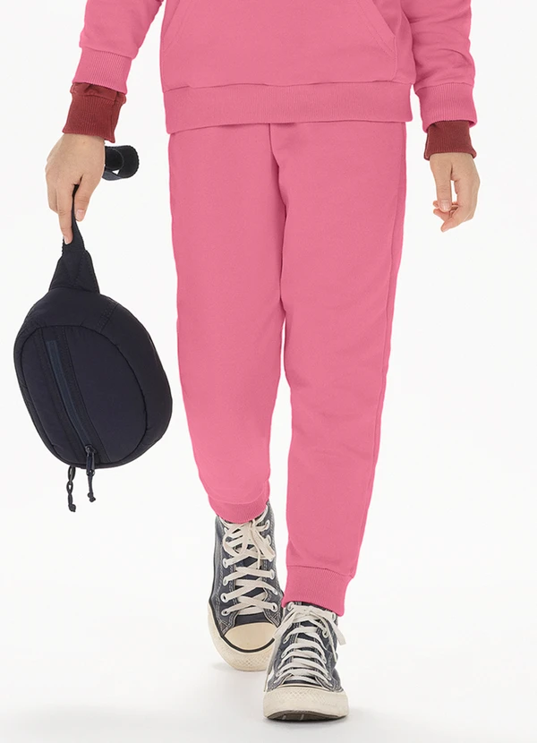 Alakazoo - Calça Infantil Unissex em Malha Rosa