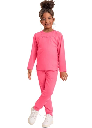 Quimby - Calça Infantil Unissex em Moletom Rosa - QUIMBY