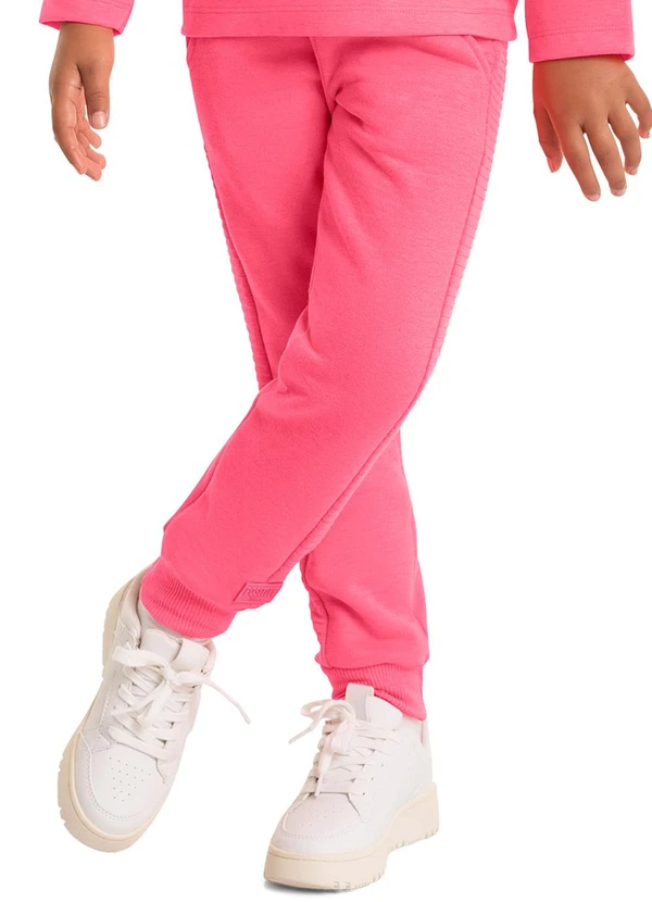Quimby - Calça Infantil Unissex em Moletom Rosa