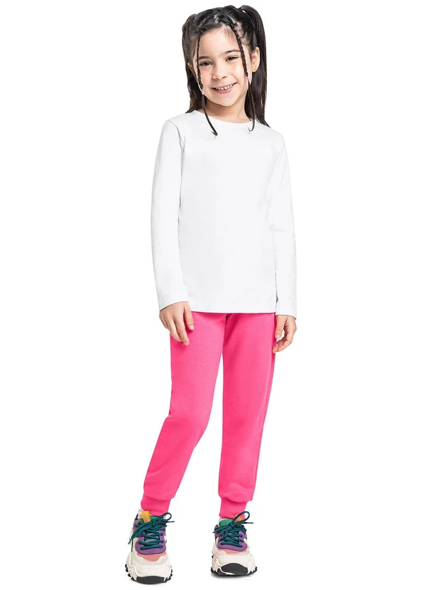 Bee Loop - Calça Infantil Unissex em Moletom Rosa 2