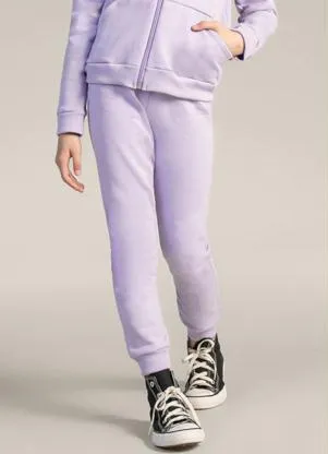Brandili - Calça Jogger Básica Menina Moletom Lilás - BRANDILI