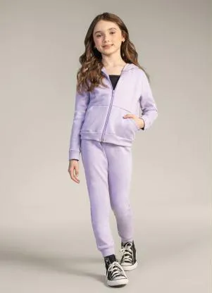 Brandili - Calça Jogger Básica Menina Moletom Lilás - BRANDILI
