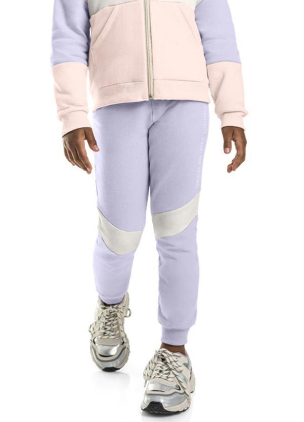 Brandili Mundi - Calça Jogger com Recortes Contrastantes Lilás