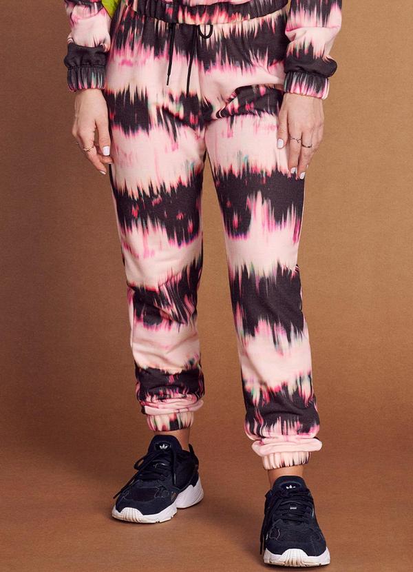 Authoria - Calça Jogger Feminino de Moletom Tie-Dye Rosa