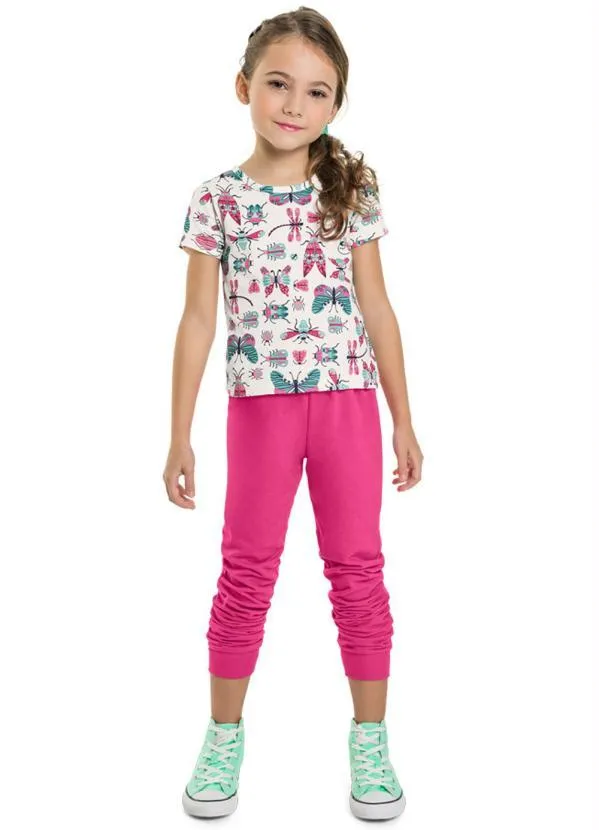 Brandili - Calça Jogger Infantil Menina Rosa 2