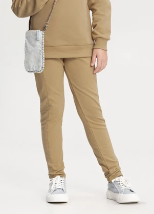 Alakazoo - Calça Legging Menina em Molecotton Felpado Bege - ALAKAZOO