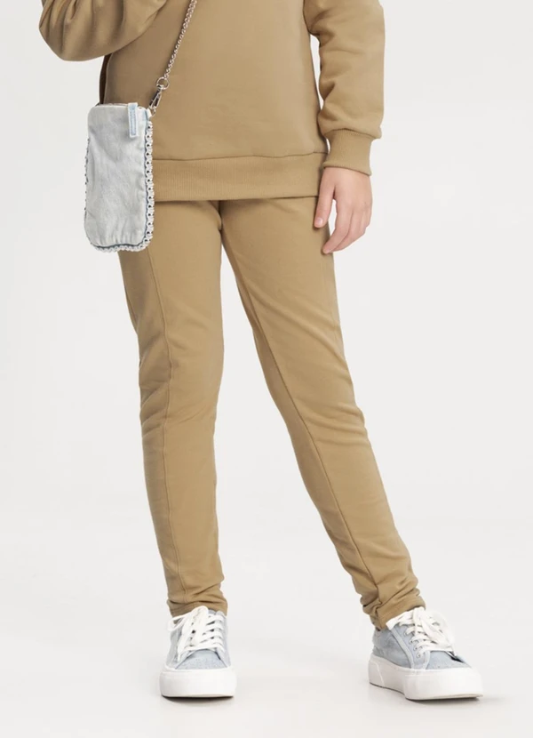 Alakazoo - Calça Legging Menina em Molecotton Felpado Bege