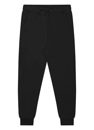 Alakazoo - Calça Menina com Bolso em Moletom Felpado Preto - ALAKAZOO