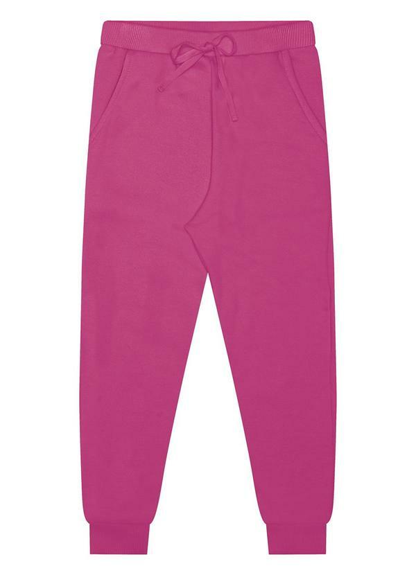 Alakazoo - Calça Menina com Bolso em Moletom Felpado Rosa