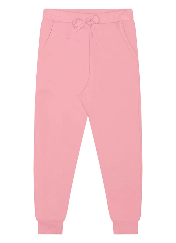 Alakazoo - Calça Menina com Bolso em Moletom Felpado Rosa 3