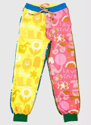 Fábula - Calça Menina de Moletom Cor-De-Que Estampado - FÁBULA