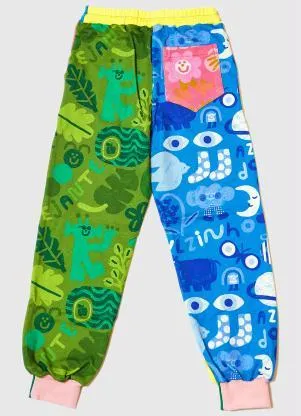 Fábula - Calça Menina de Moletom Cor-De-Que Estampado - FÁBULA