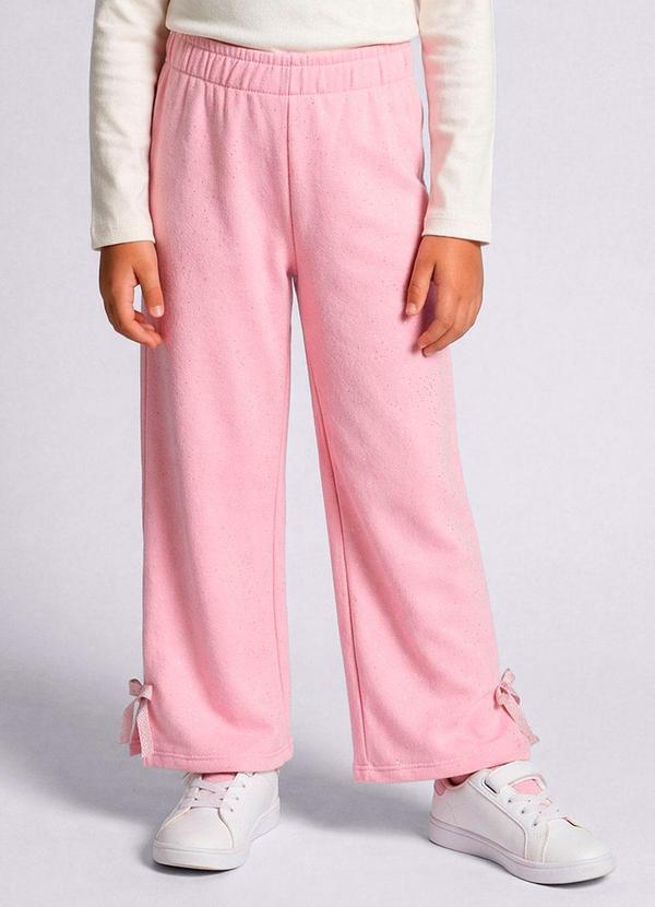 Torra - Calça Moletom Infantil Algodão Glitter LaçosRosa
