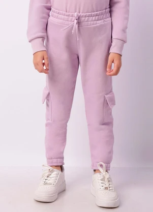Torra - Calça Moletom Infantil Jogger Bolso Cargo Lilás - TORRA