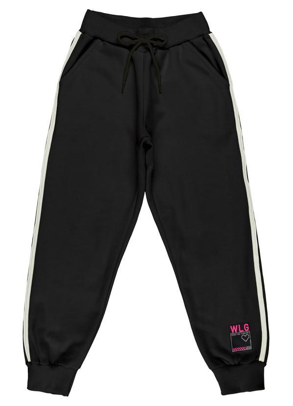 Gloss - Calça Moletom Juvenil Menina Preto