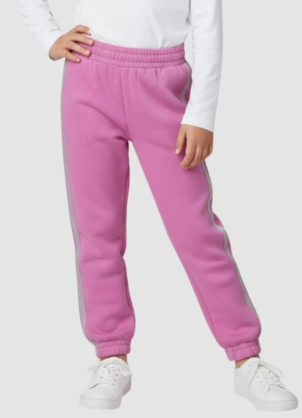 Turminha - Calça Moletom Lurex Rosa