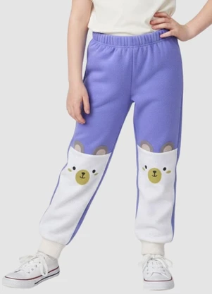 Turminha - Calça Moletom Urso Lilás - TURMINHA