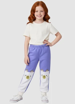 Turminha - Calça Moletom Urso Lilás - TURMINHA