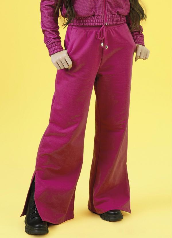 Habana - Calça Pantalona Juvenil com Abertura Rosa