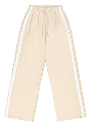 Gloss - Calça Wide Leg Juvenil em Moletom Bege - GLOSS