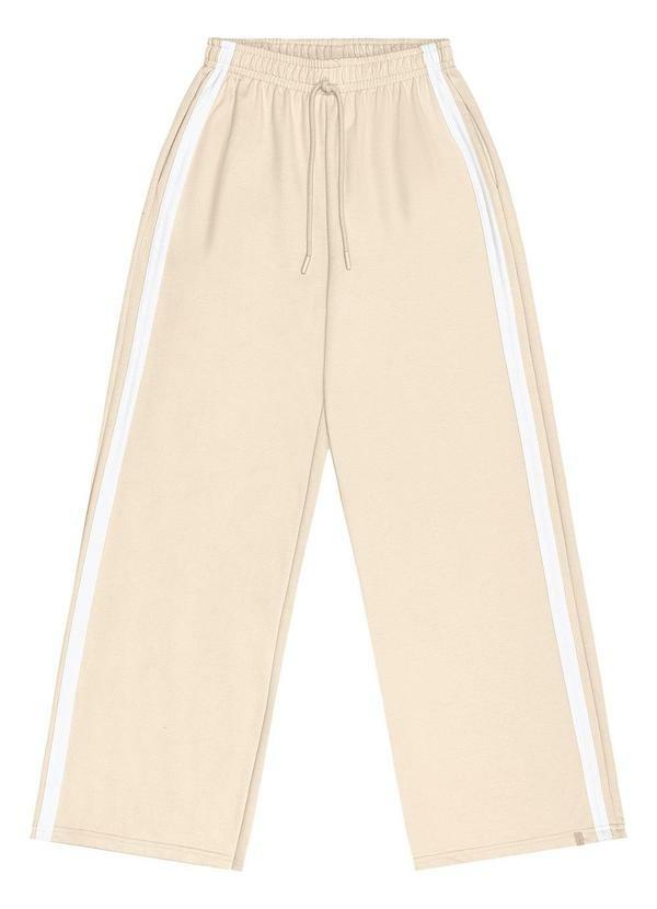 Gloss - Calça Wide Leg Juvenil em Moletom Bege