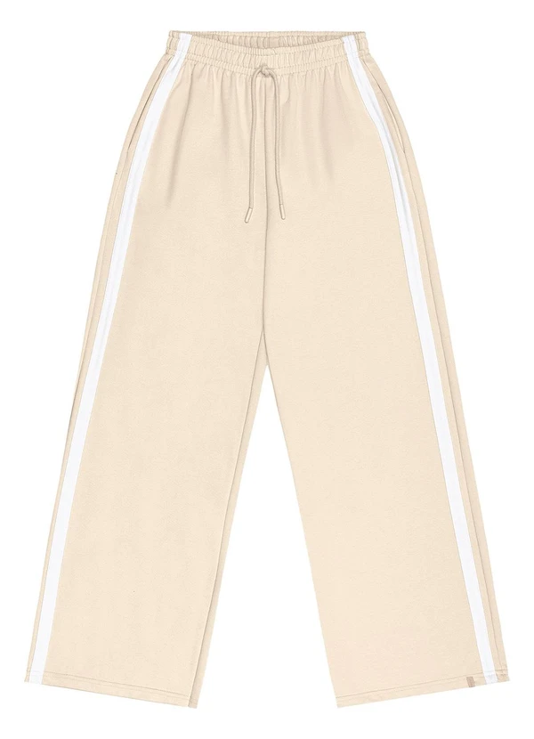 Gloss - Calça Wide Leg Juvenil em Moletom Bege